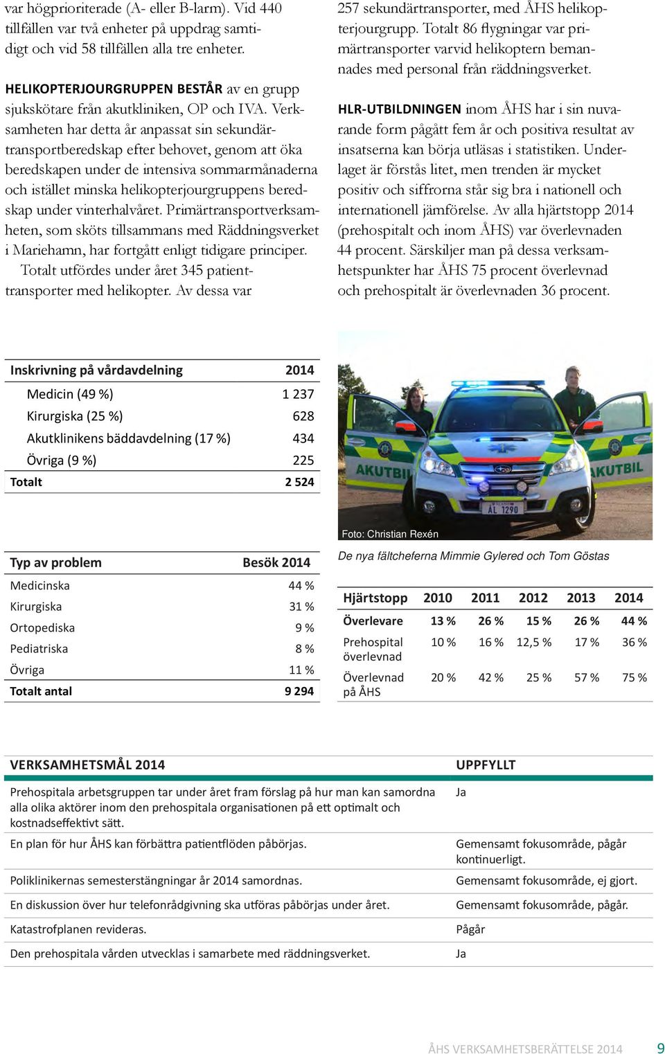 Verksamheten har detta år anpassat sin sekundärtransportberedskap efter behovet, genom att öka beredskapen under de intensiva sommarmånaderna och istället minska helikopterjourgruppens beredskap