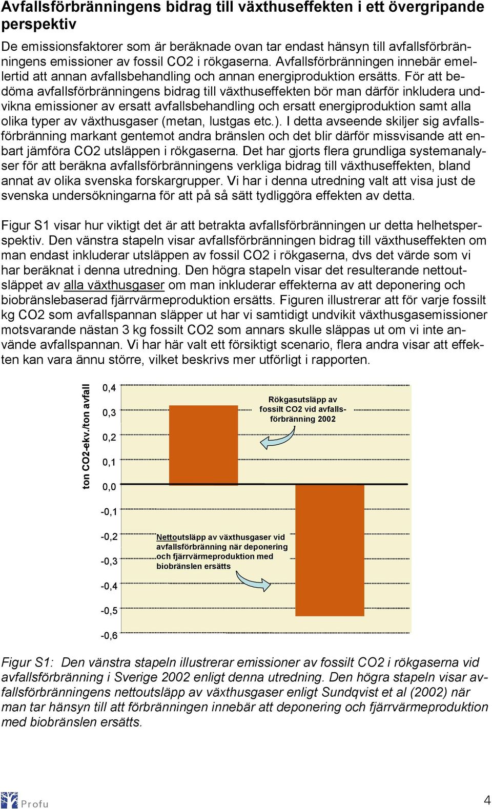 För att bedöma avfallsförbränningens bidrag till växthuseffekten bör man därför inkludera undvikna emissioner av ersatt avfallsbehandling och ersatt energiproduktion samt alla olika typer av