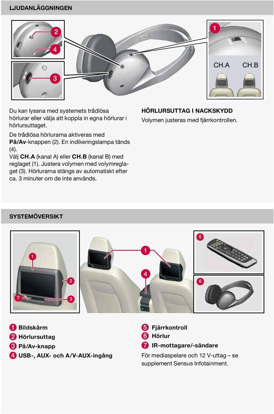 Justera volymen med volymreglaget (3). Hörlurarna stängs av automatiskt efter ca. 3 minuter om de inte används.