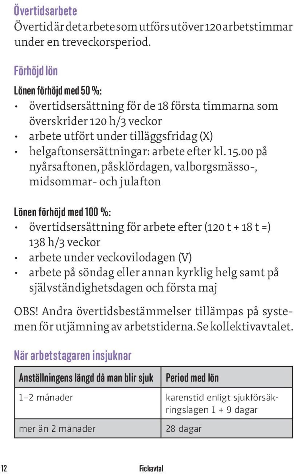 00 på nyårsaftonen, påsklördagen, valborgsmässo-, midsommar- och julafton Lönen förhöjd med 100 %: övertidsersättning för arbete efter (120 t + 18 t =) 138 h/3 veckor arbete under veckovilodagen (V)