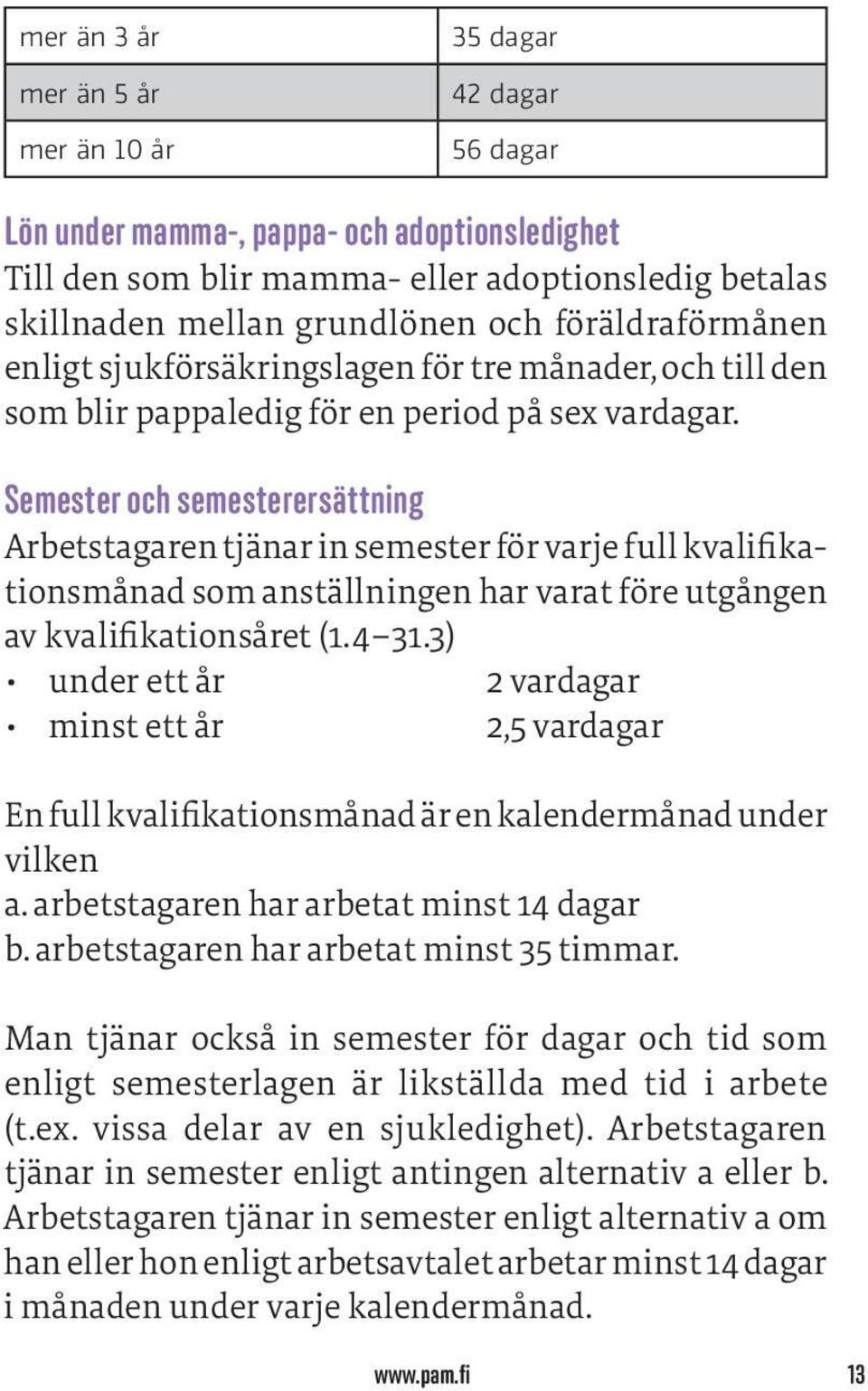 Semester och semesterersättning Arbetstagaren tjänar in semester för varje full kvalifikationsmånad som anställningen har varat före utgången av kvalifikationsåret (1.4 31.
