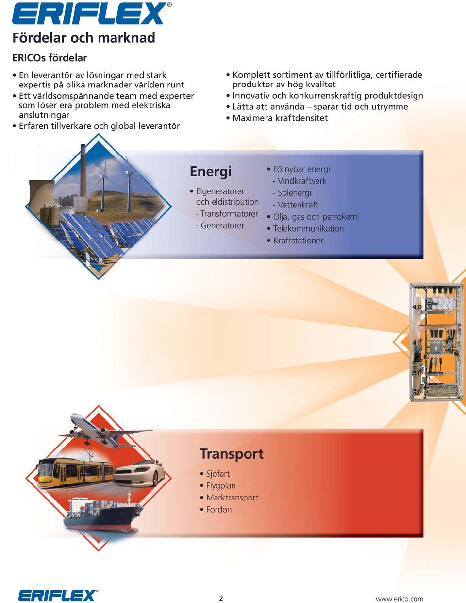 konkurrenskraftig produktdesign Lätta att använda sparar tid och utrye Maximera kraftdensitet Energi Elgeneratorer och eldistribution - Transformatorer - Generatorer