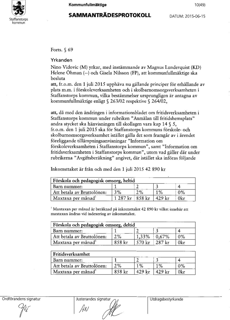 m. i förskoleverksamheten och i skolbarnomsorgsverksamheten i, vilka bestämmelser ursprungligen är antagna av fullmäktige enligt 263/02 respektive 264/02, att, då med den ändringen i