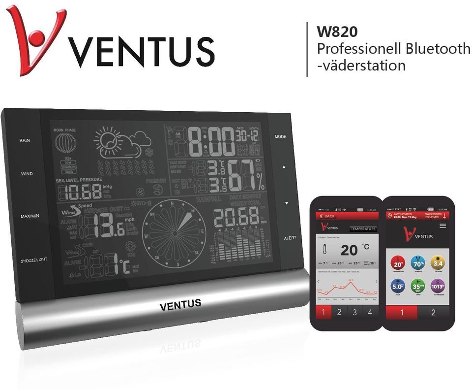 W820 Professionell Bluetooth -väderstation - PDF Gratis nedladdning