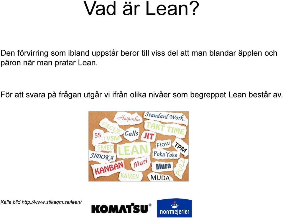 man blandar äpplen och päron när man pratar Lean.