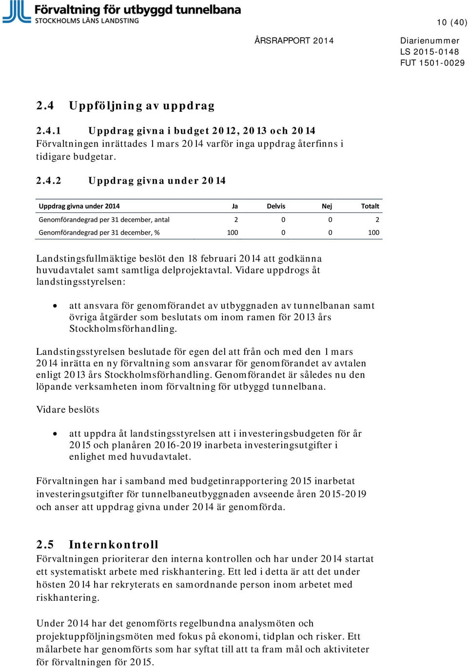 Uppföljning av uppdrag 2.4.