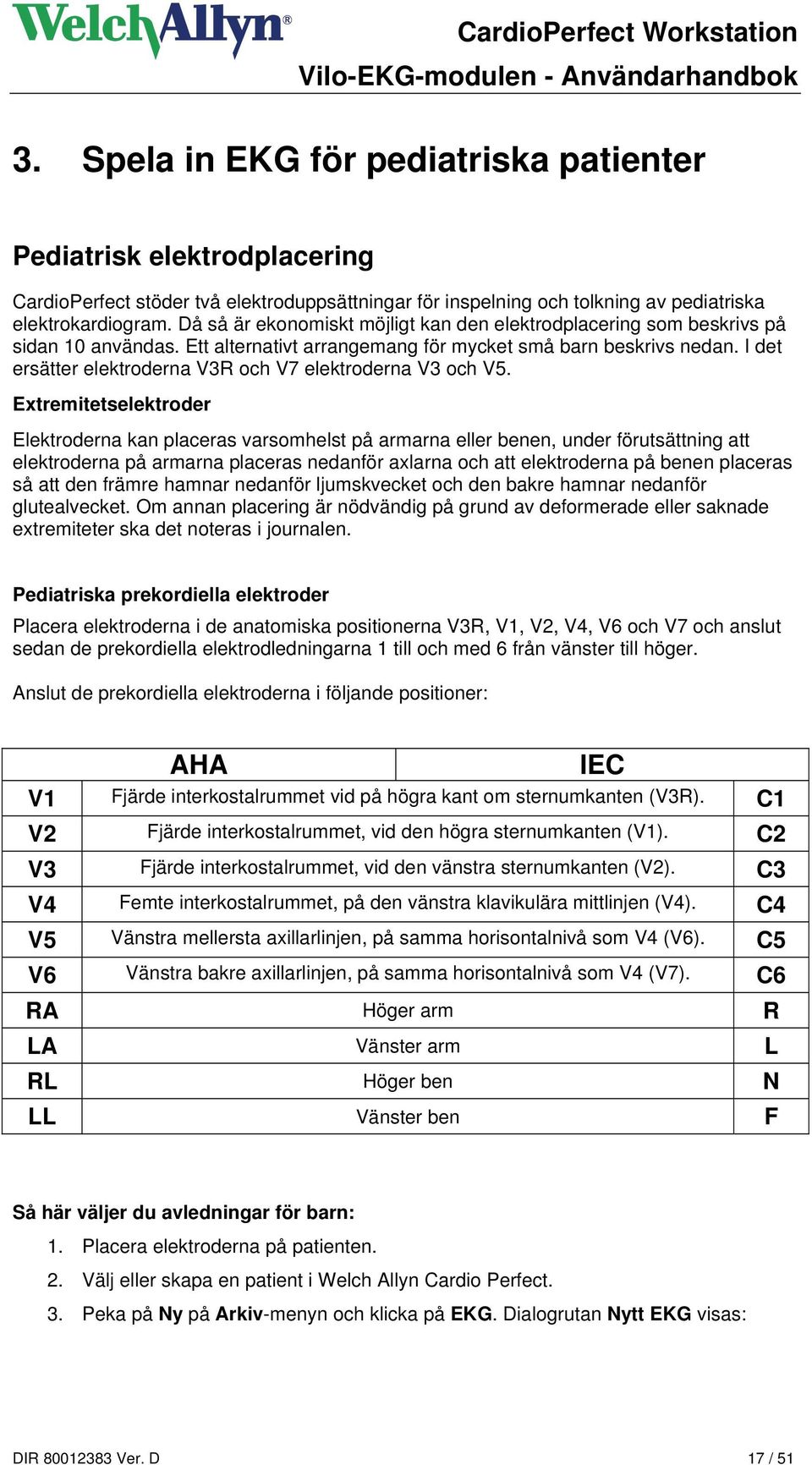 I det ersätter elektroderna V3R och V7 elektroderna V3 och V5.