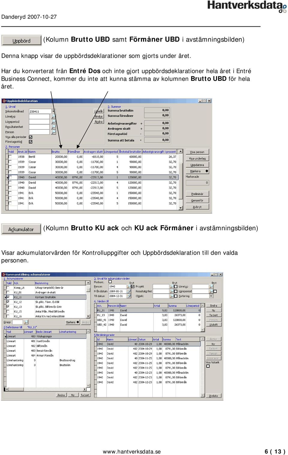 du inte att kunna stämma av kolumnen Brutto UBD för hela året.