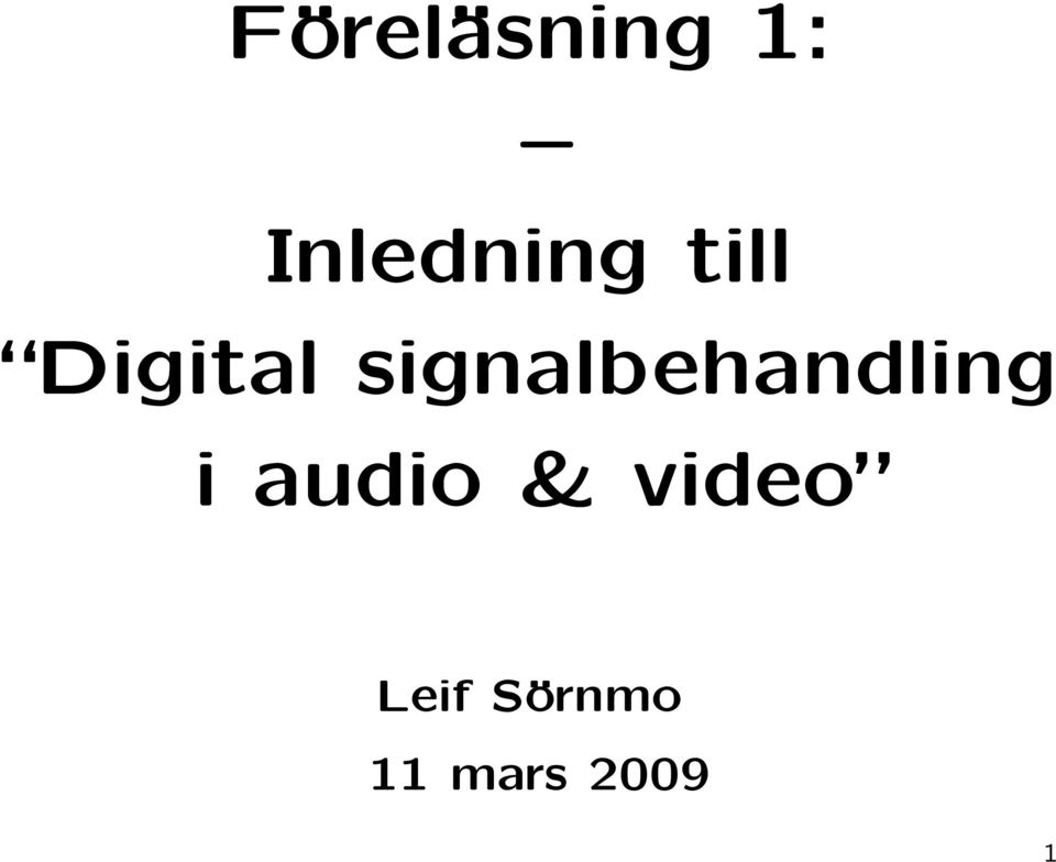 signalbehandling i audio