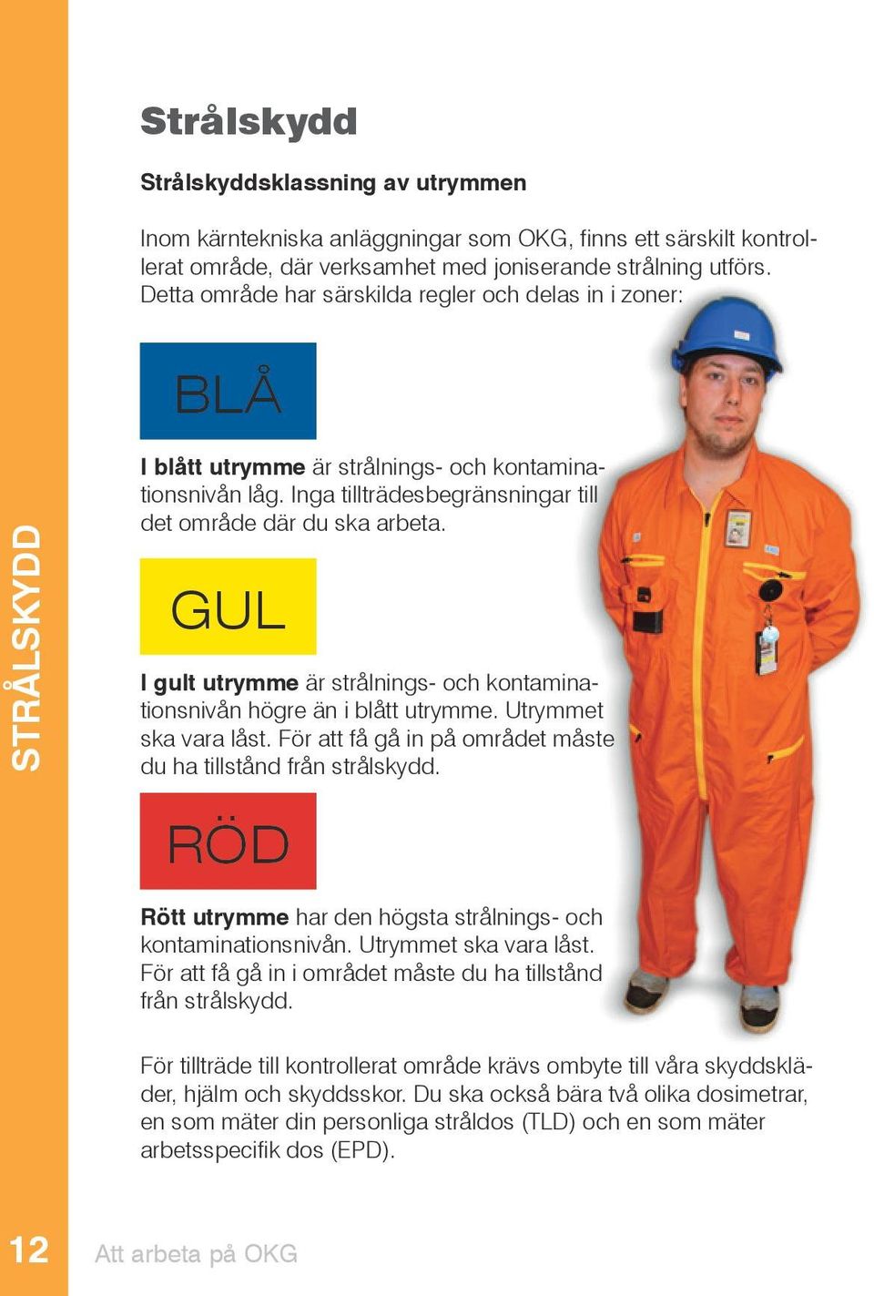 GUL I gult utrymme är strålnings- och kontaminationsnivån högre än i blått utrymme. Utrymmet ska vara låst. För att få gå in på området måste du ha tillstånd från strålskydd.