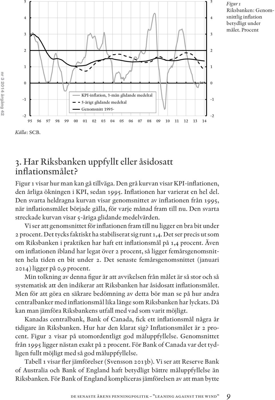 Figur visar hur man kan gå tillväga. Den grå kurvan visar KPI-inflationen, den årliga ökningen i KPI, sedan 995. Inflationen har varierat en hel del.