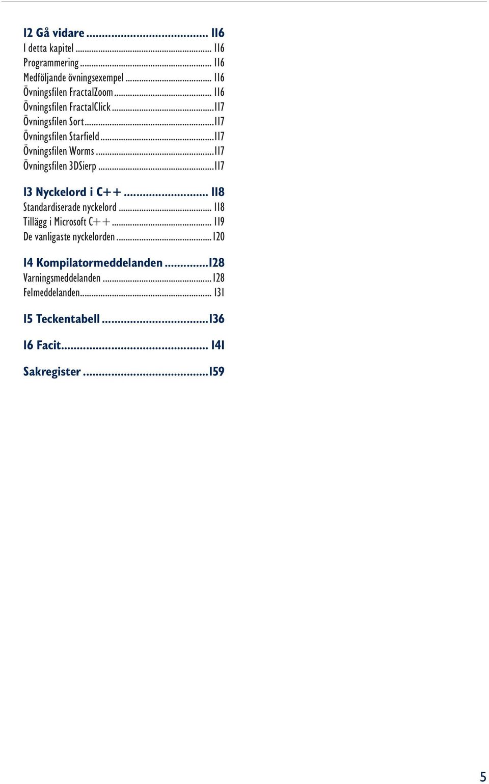 ..117 Övningsfilen 3DSierp...117 13 Nyckelord i C++... 118 Standardiserade nyckelord... 118 Tillägg i Microsoft C++.