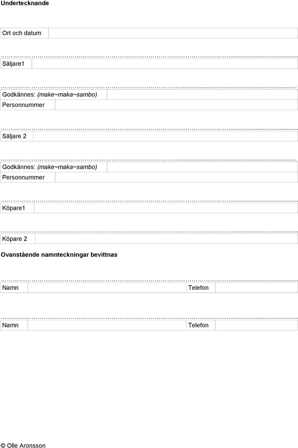 Kopekontrakt Overlatelseavtal For Bostadsratter Pdf Free Download