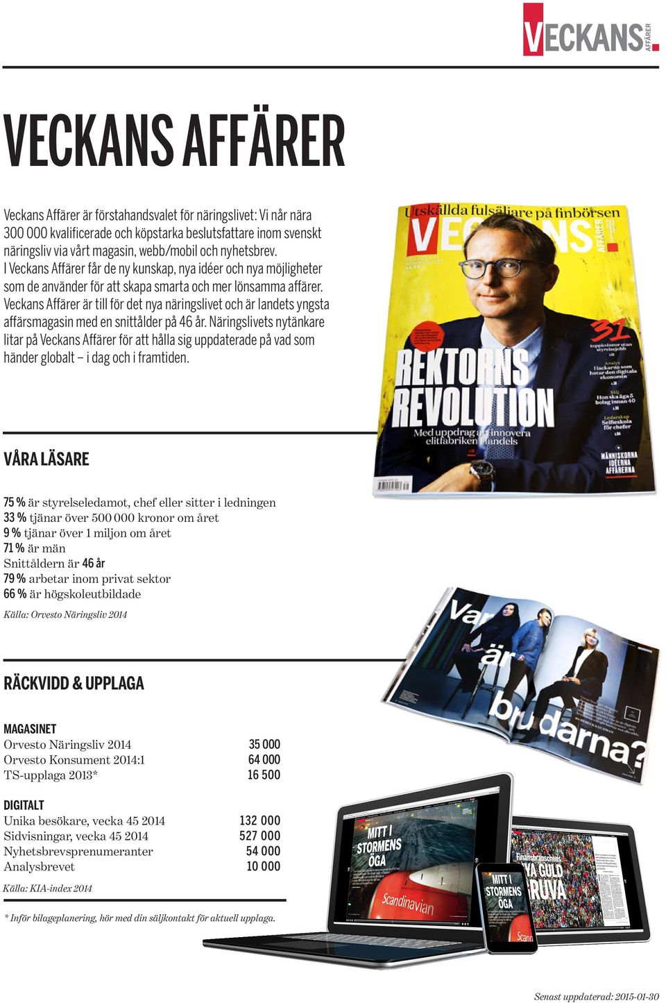 Veckans Affärer är till för det nya näringslivet och är landets yngsta affärsmagasin med en snittålder på 46 år.
