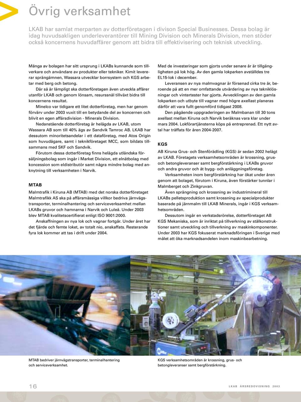 Många av bolagen har sitt ursprung i LKABs kunnande som tillverkare och användare av produkter eller tekniker.