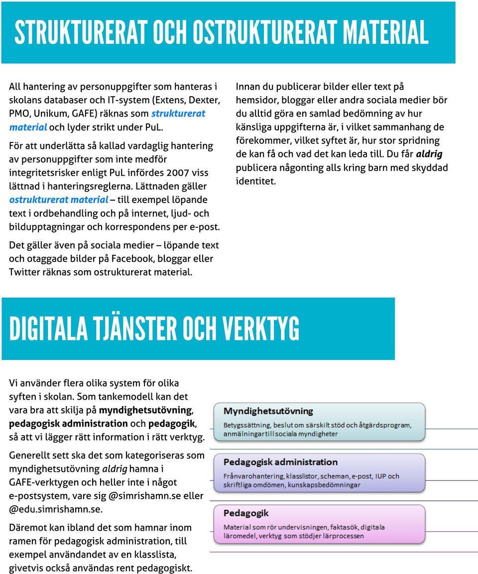 Lättnaden gäller ostrukturerat material? till exempel löpande text i ordbehandling och på internet, ljud- och bildupptagningar och korrespondens per e-post. Det gäller även på sociala medier?