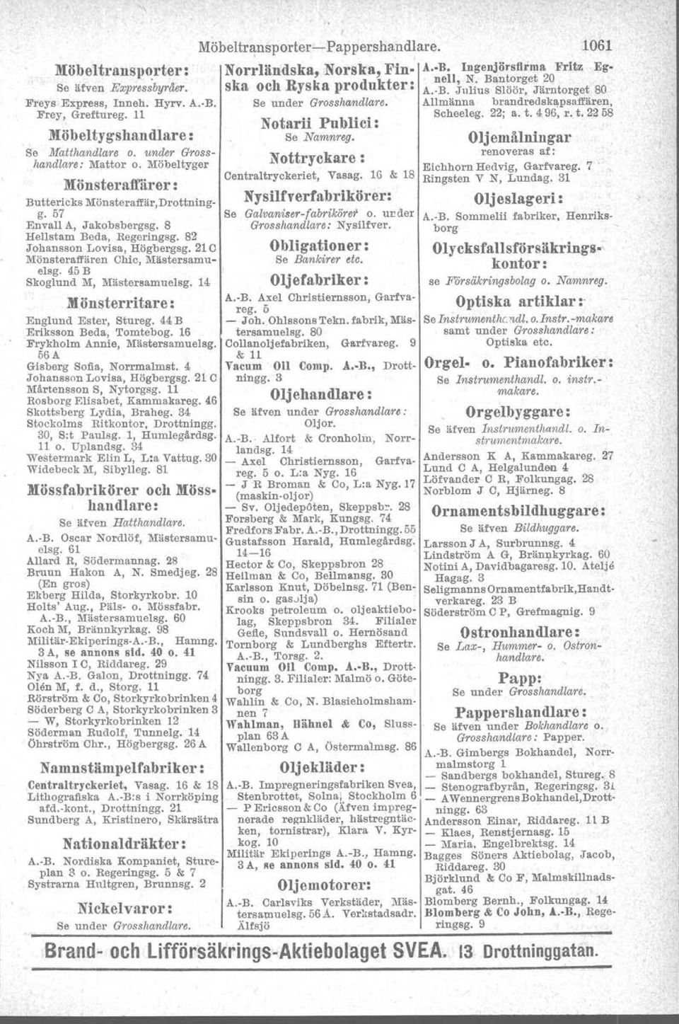 45 B. Skoglund M, Mästersamuelsg. 14 Mönsterritare: Englund Ester, Stureg. 44 B Eriksson Beda, Tomtebog. 16 Frykholm Annie, Mästersamuelsg. 56A Gisberg Sofia, Norrmalmst.