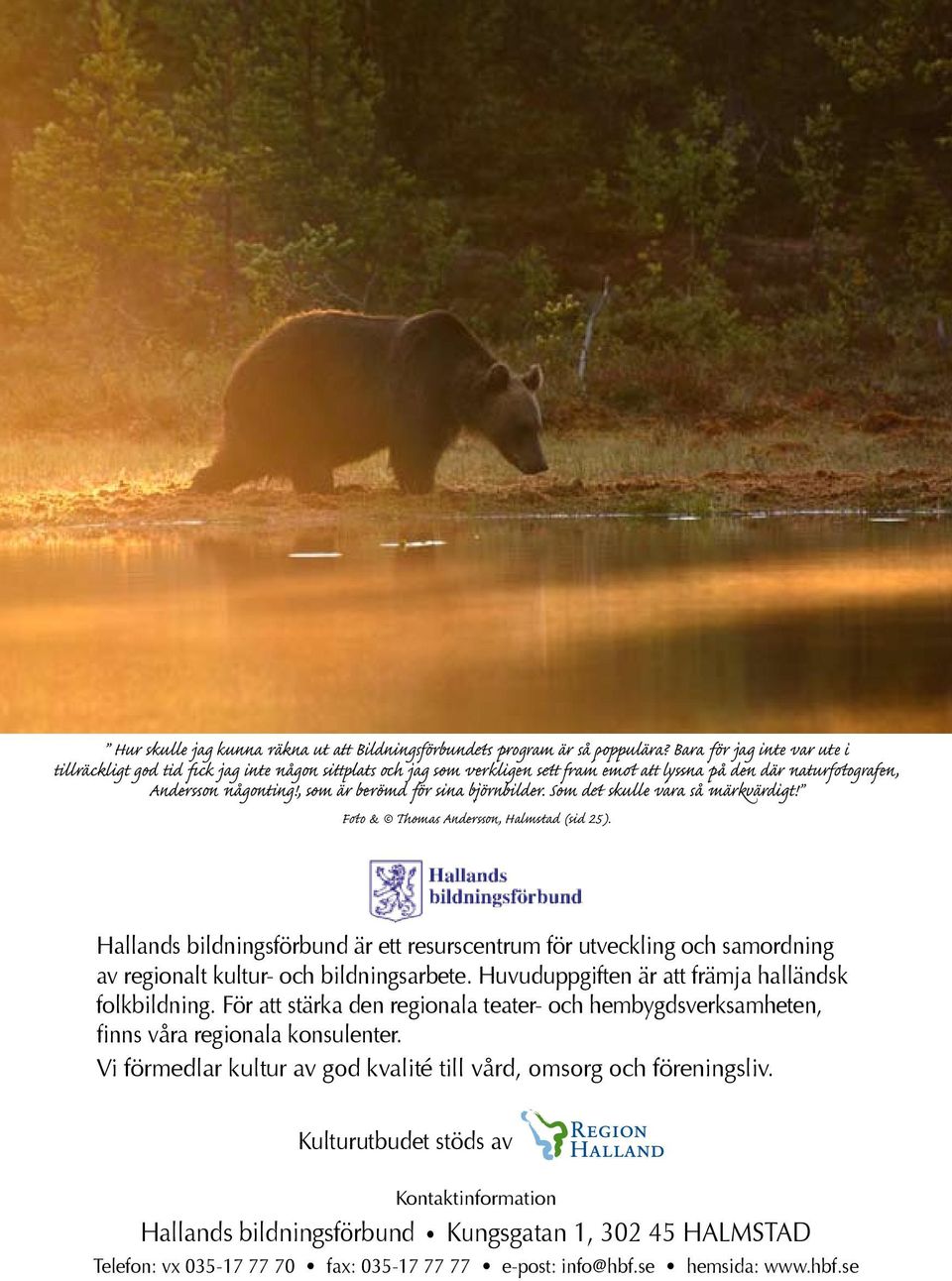 , som är berömd för sina björnbilder. Som det skulle vara så märkvärdigt! Foto & Thomas Andersson, Halmstad (sid 25).