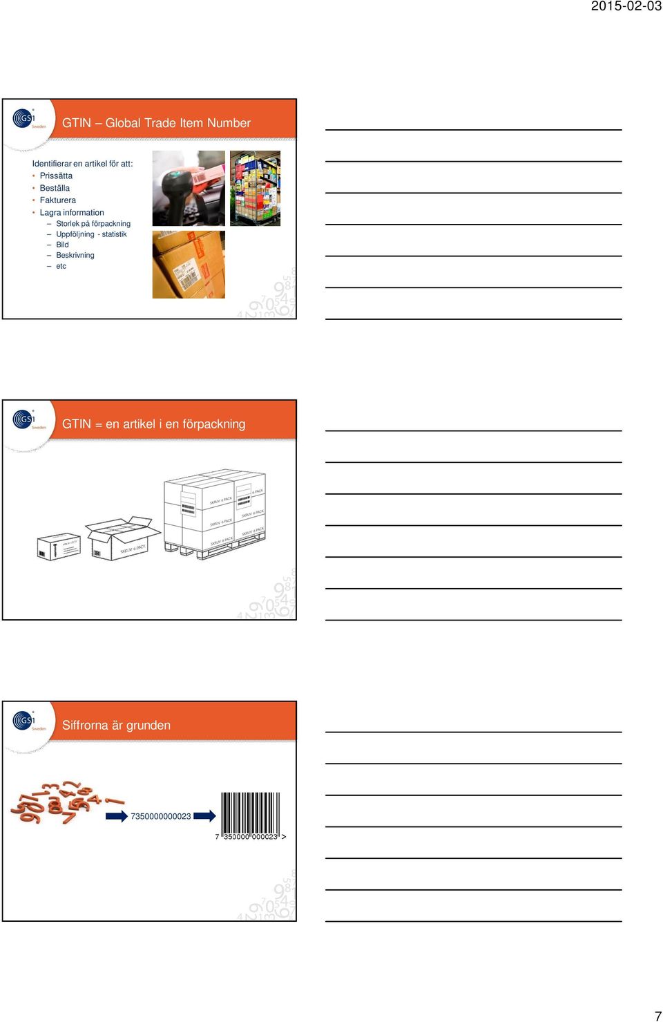 förpackning Uppföljning - statistik Bild Beskrivning etc GTIN