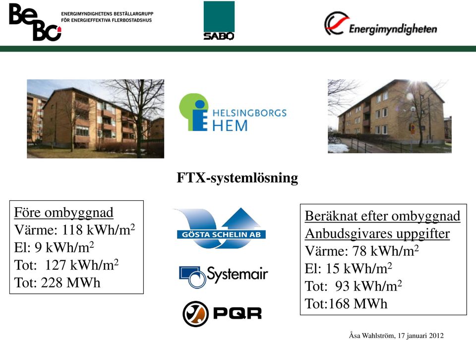 Beräknat efter ombyggnad Anbudsgivares uppgifter