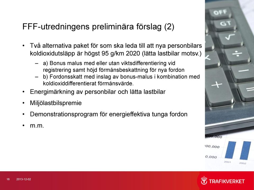 ) a) Bonus malus med eller utan viktsdifferentiering vid registrering samt höjd förmånsbeskattning för nya fordon b) Fordonsskatt