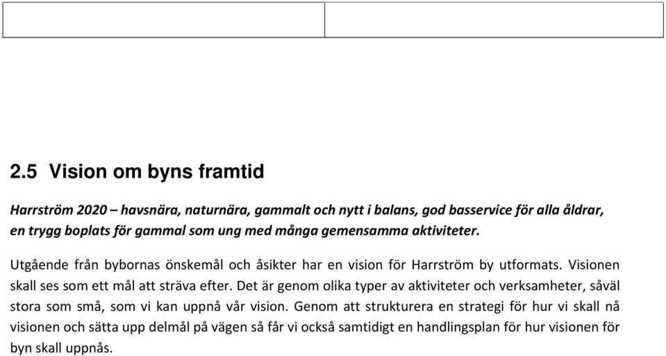 Visionen skall ses som ett mål att sträva efter.