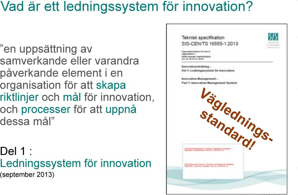 en organisation för att skapa riktlinjer och mål för innovation,