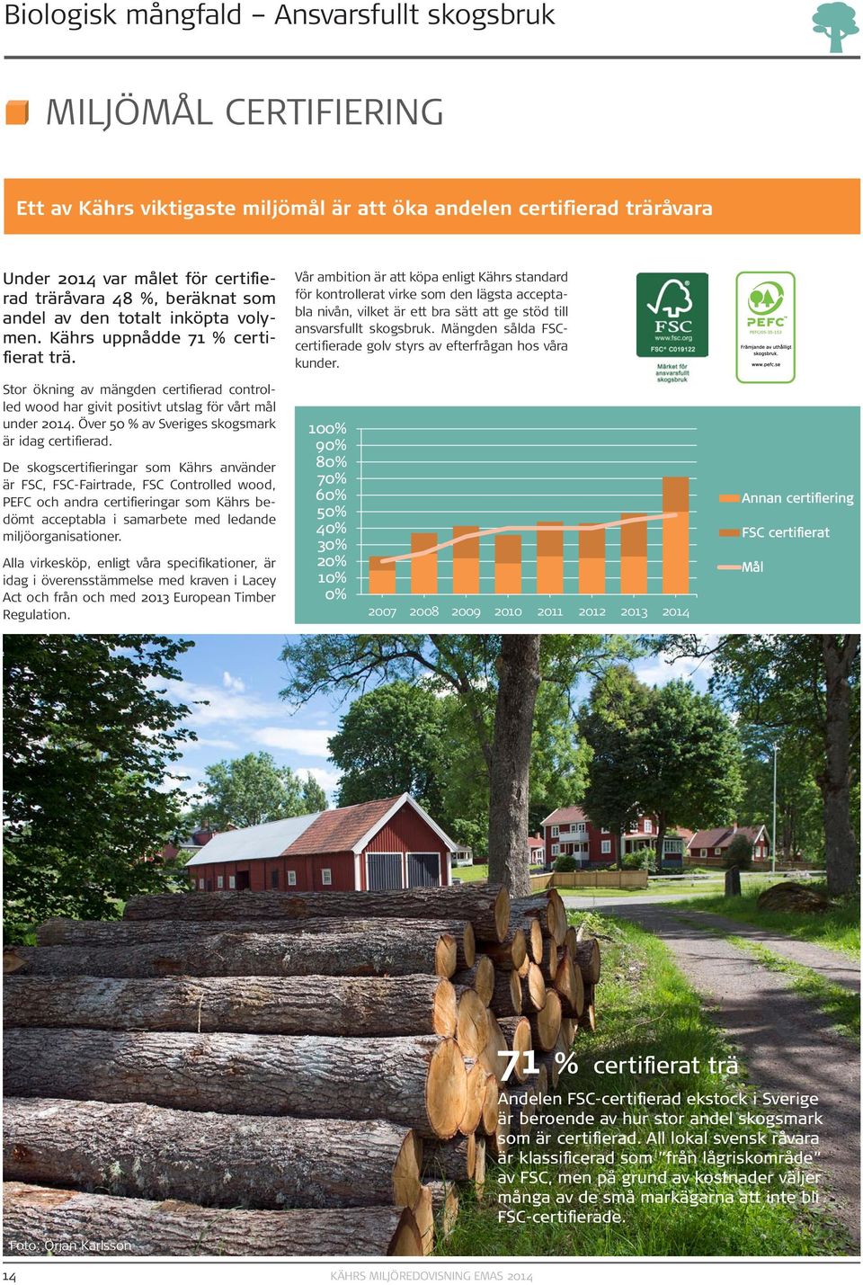 Över 50 % av Sveriges skogsmark är idag certifierad.
