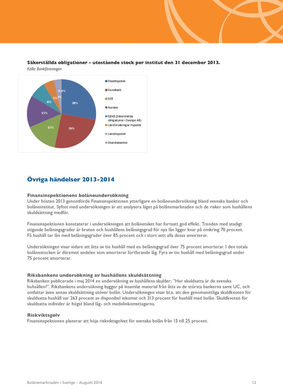 bolåneinstitut. Syftet med undersökningen är att analysera läget på bolånemarknaden och de risker som hushållens skuldsättning medför.