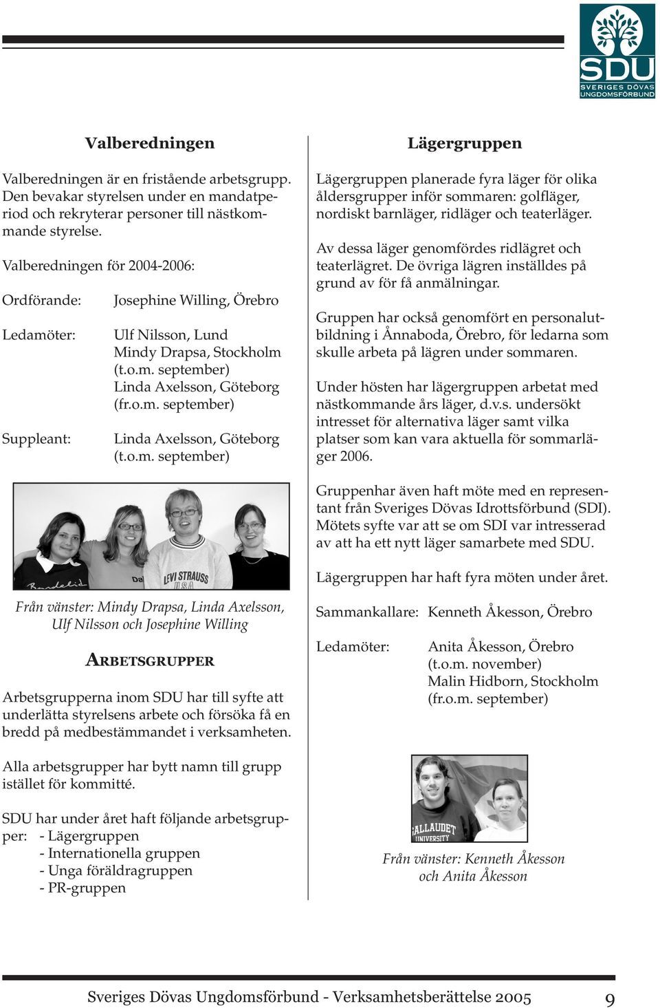 o.m. september) Lägergruppen Lägergruppen planerade fyra läger för olika åldersgrupper inför sommaren: golfläger, nordiskt barnläger, ridläger och teaterläger.