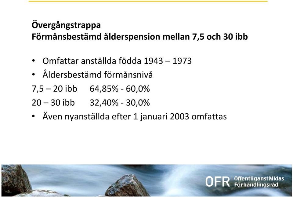 Åldersbestämd förmånsnivå 7,5 20 ibb 64,85% 60,0% 20 30