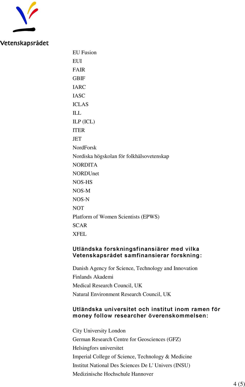 Council, UK Natural Environment Research Council, UK Utländska universitet och institut inom ramen för money follow researcher överenskommelsen: City University London German Research