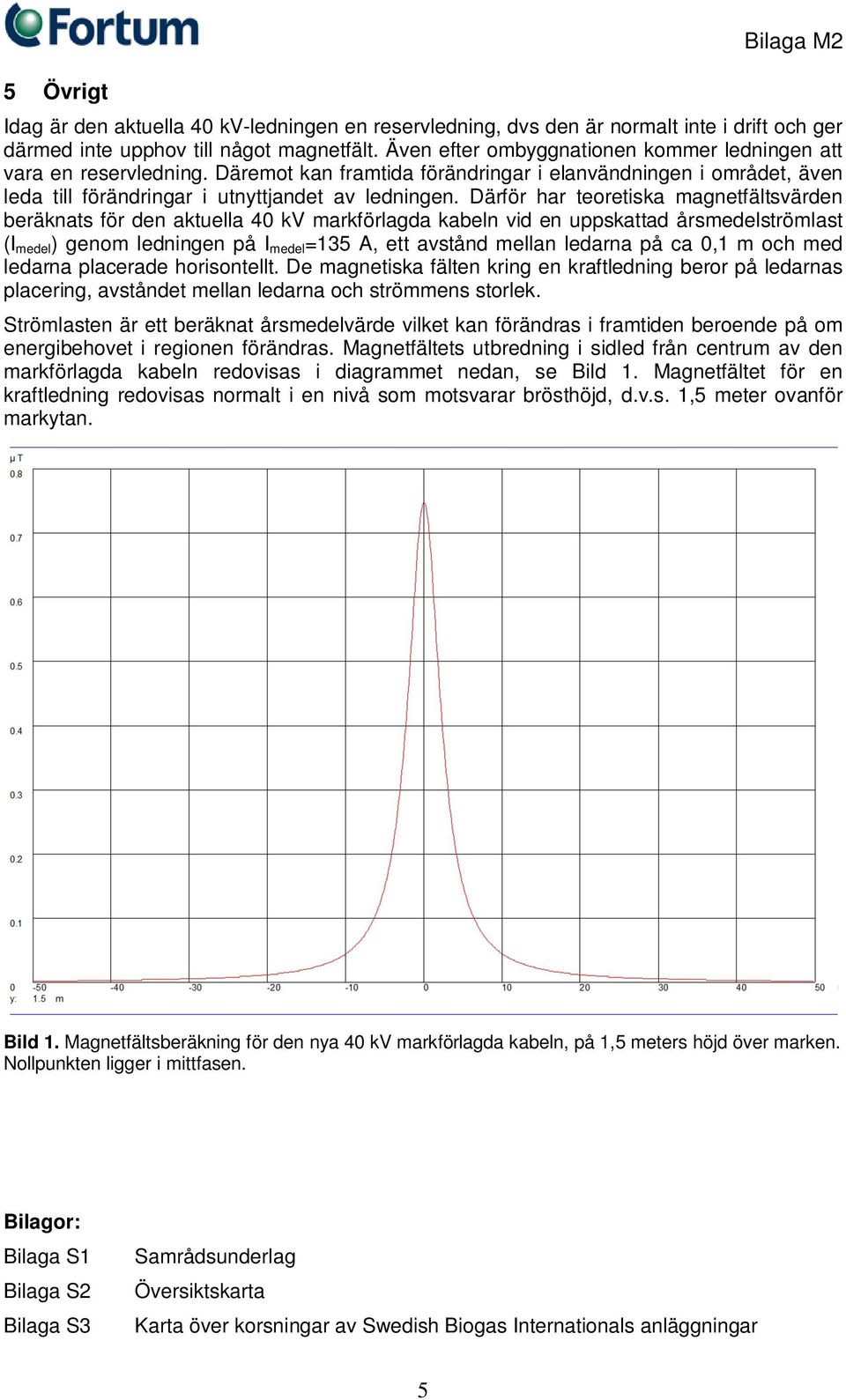 Därför har teoretiska magnetfältsvärden beräknats för den aktuella 40 kv markförlagda kabeln vid en uppskattad årsmedelströmlast (I medel ) genom ledningen på I medel =135 A, ett avstånd mellan