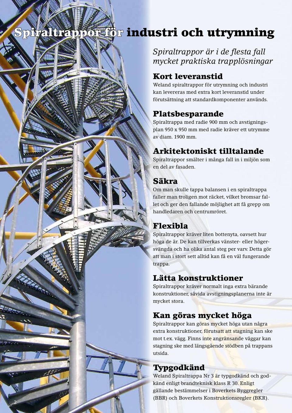 Arkitektoniskt tilltalande Spiraltrappor smälter i många fall in i miljön som en del av fasaden.