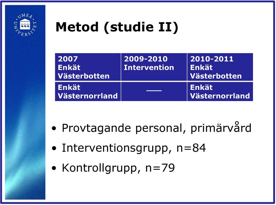 Västerbotten Enkät Västernorrland Provtagande