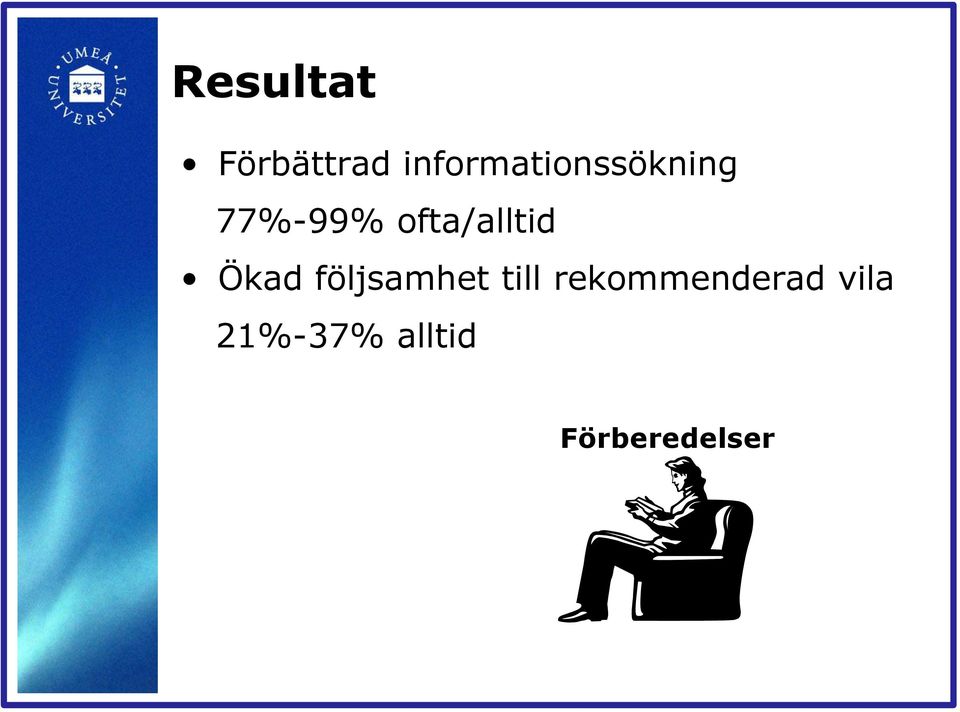 ofta/alltid Ökad följsamhet