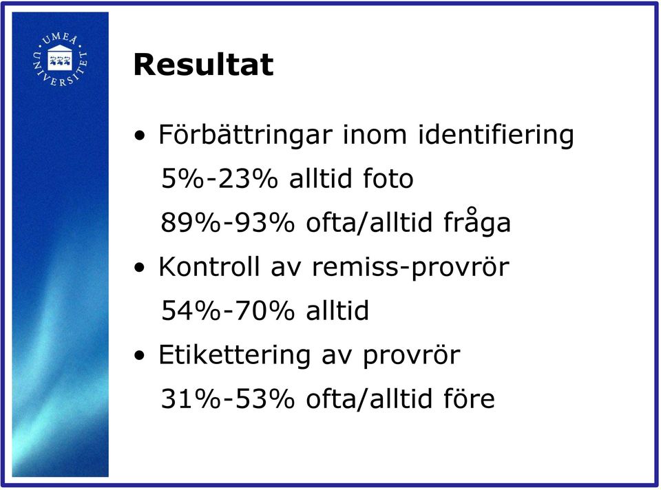 Kontroll av remiss-provrör 54%-70% alltid