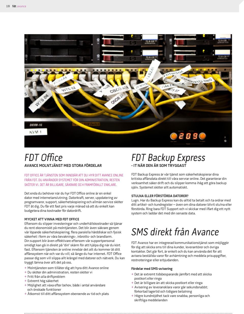 Datorkraft, server, uppdatering av programvaror, support, säkerhetskopiering och allmän service sköter FDT åt dig.