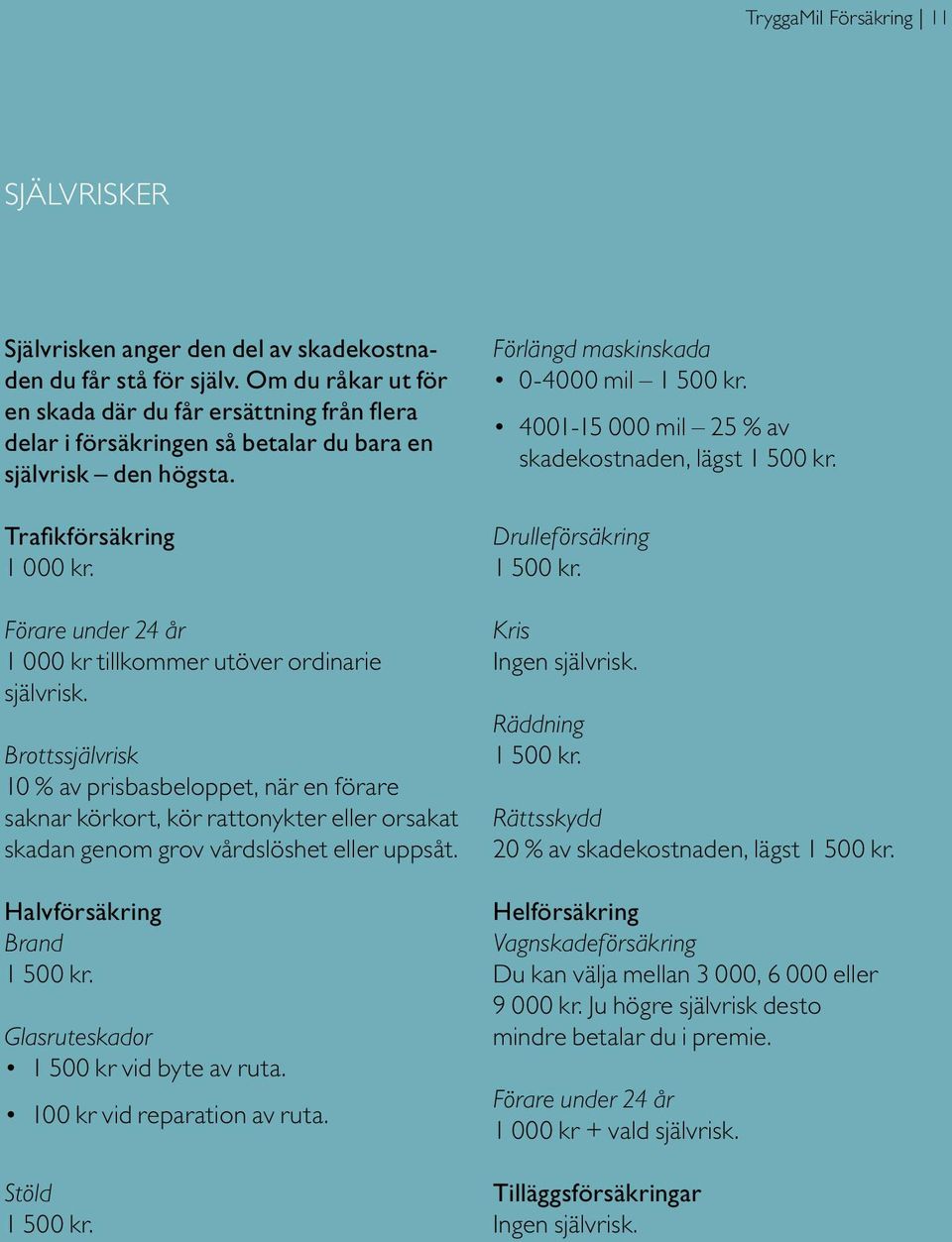 Förare under 24 år 1 000 kr tillkommer utöver ordinarie självrisk.