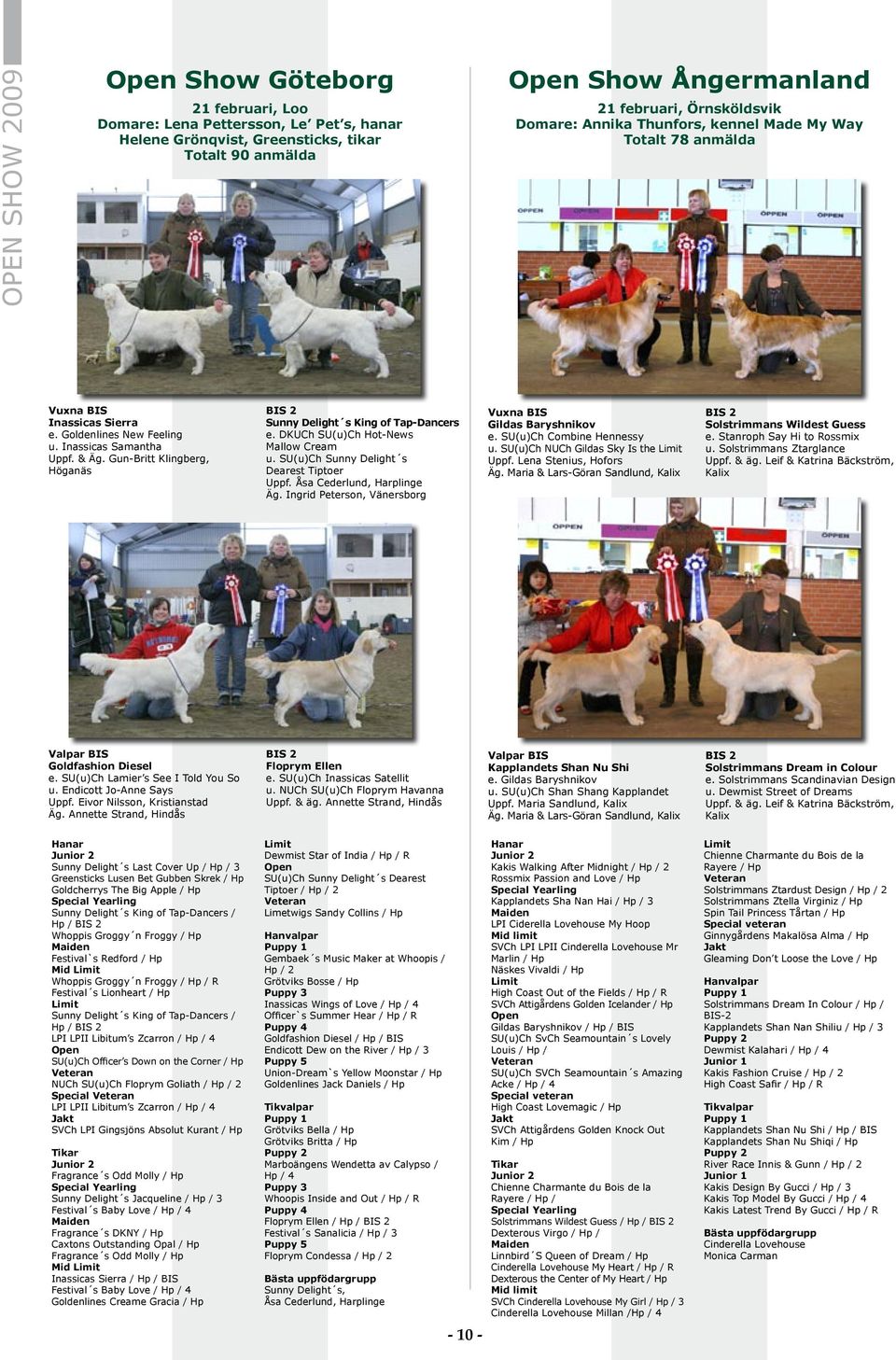 Gun-Britt Klingberg, Höganäs Sunny Delight s King of Tap-Dancers e. DKUCh SU(u)Ch Hot-News Mallow Cream u. SU(u)Ch Sunny Delight s Dearest Tiptoer Uppf. Åsa Cederlund, Harplinge Äg.