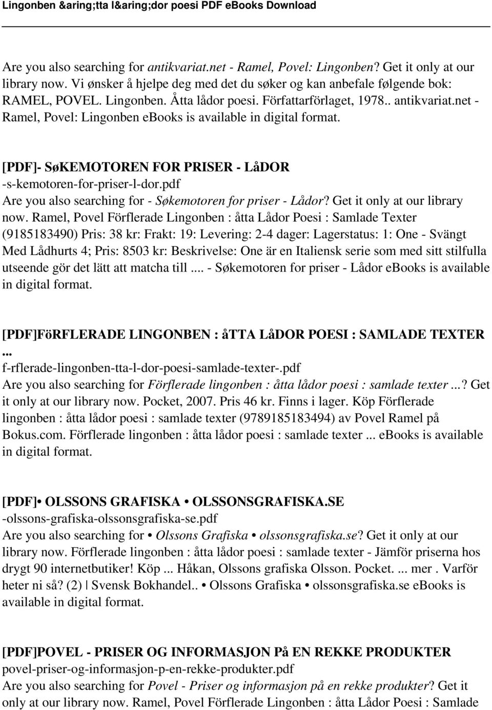 pdf Are you also searching for - Søkemotoren for priser - Lådor? Get it only at our library now.