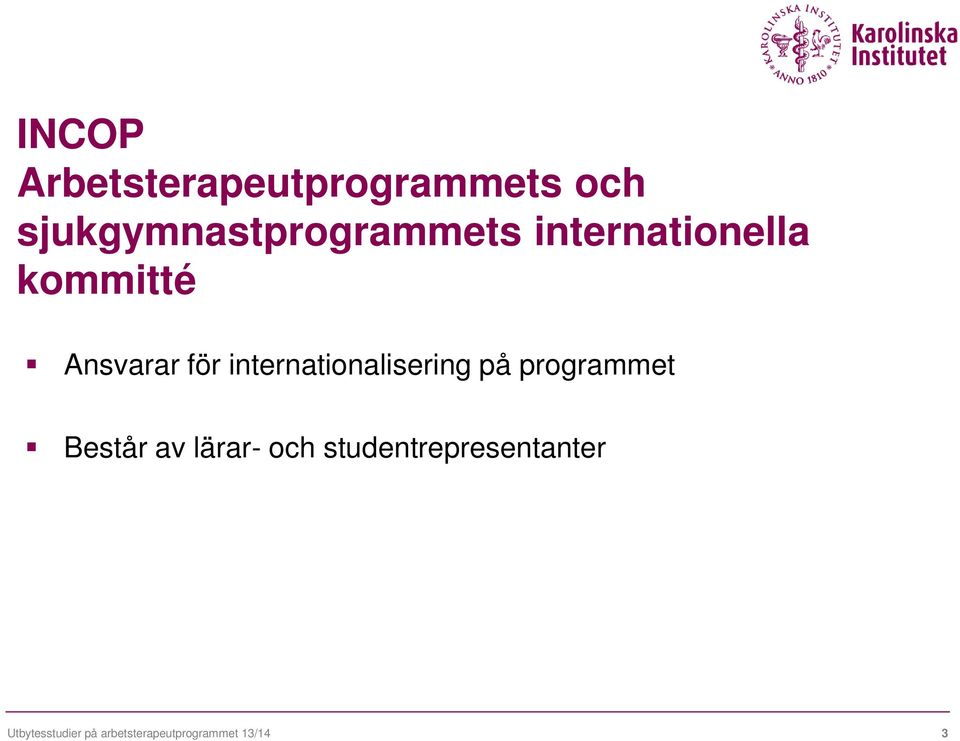 för internationalisering på programmet Består av lärar-