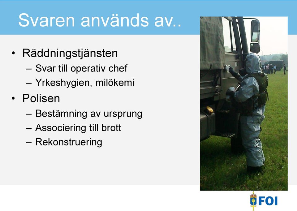 operativ chef Yrkeshygien, milökemi