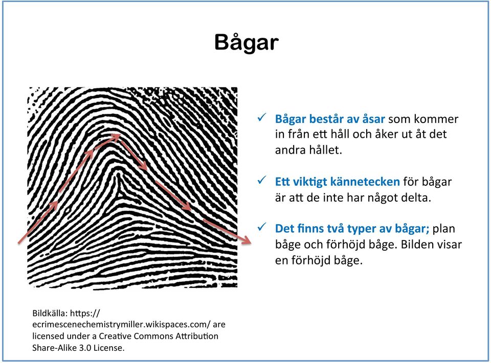 ü Det finns två typer av bågar; plan båge och förhöjd båge. Bilden visar en förhöjd båge.