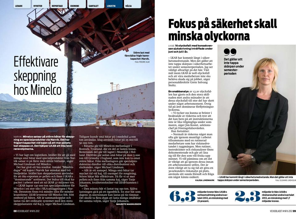 Istället för att gå med många små båtar med specialprodukter från Narvik satsar vi på färre men större båtlaster, säger Michael Lindman vid Minelco. Det har givit ett bra resultat.