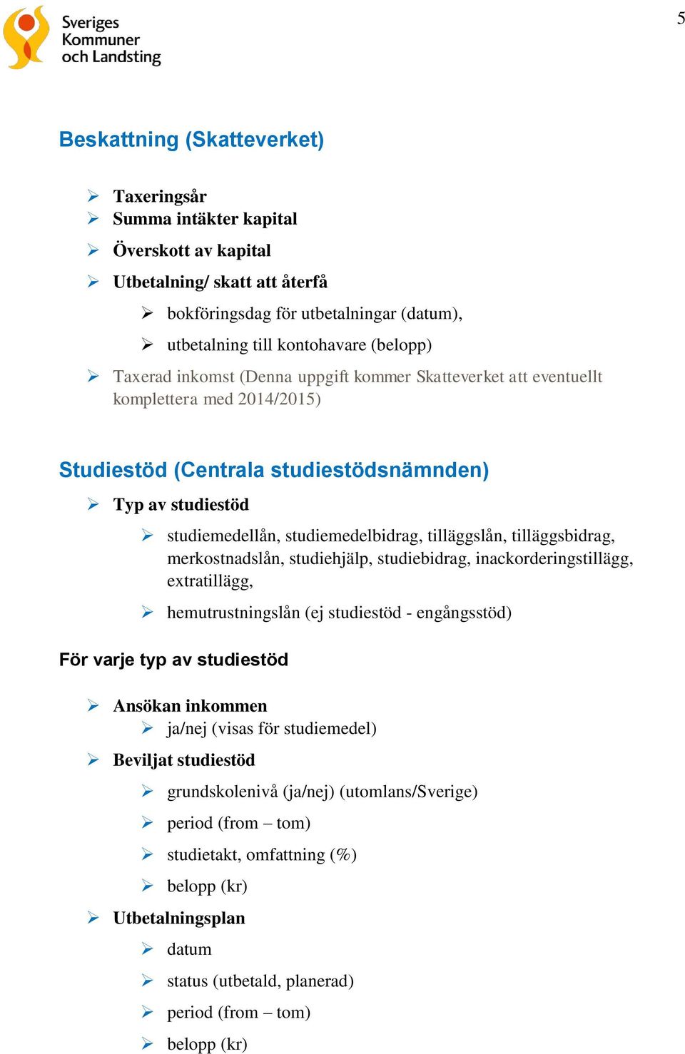 studiemedelbidrag, tilläggslån, tilläggsbidrag, merkostnadslån, studiehjälp, studiebidrag, inackorderingstillägg, extratillägg, hemutrustningslån (ej studiestöd - engångsstöd) För varje typ av