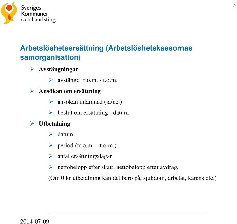 Utbetalning period (fr.o.m.