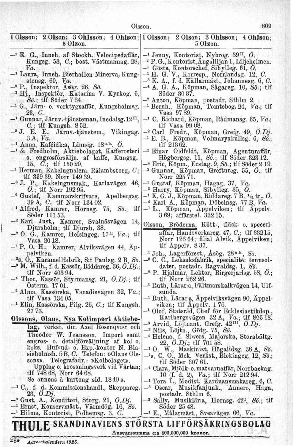 ; tlf Kungsh. 8 52. -S J. E. E., Jirnv.-tjiinstem,, Vikingag. 3 A, -j Anna, Kaféidk:a, Linneg. 18n.b., O. -l & Fredholm, Aktiebolaget, Kafferosteri o. engrosförsäljn. af kaffe, Knngsg. 16, C.
