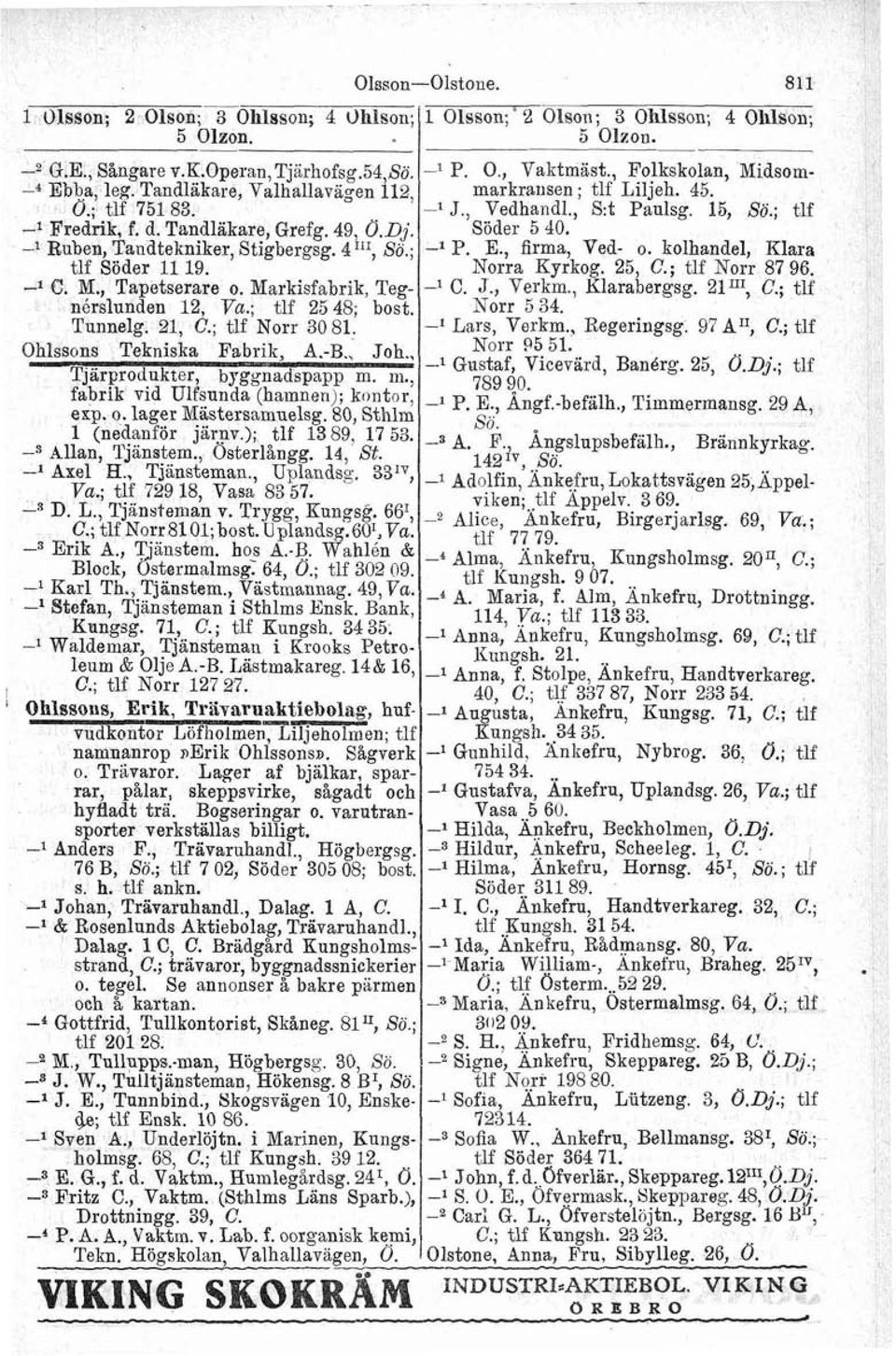 kolhandel, Klara tlf Söder 11 19. Norra Kyrkog. 25, C.; tlf Norr 87 96. -l C. M., Tapetserare o. Markisfabrik, Teg- -l C. J., Verkm., Klarabergsg. 21iii, C.; tlf nérslunden 12, ; tlf 25 48; bost.