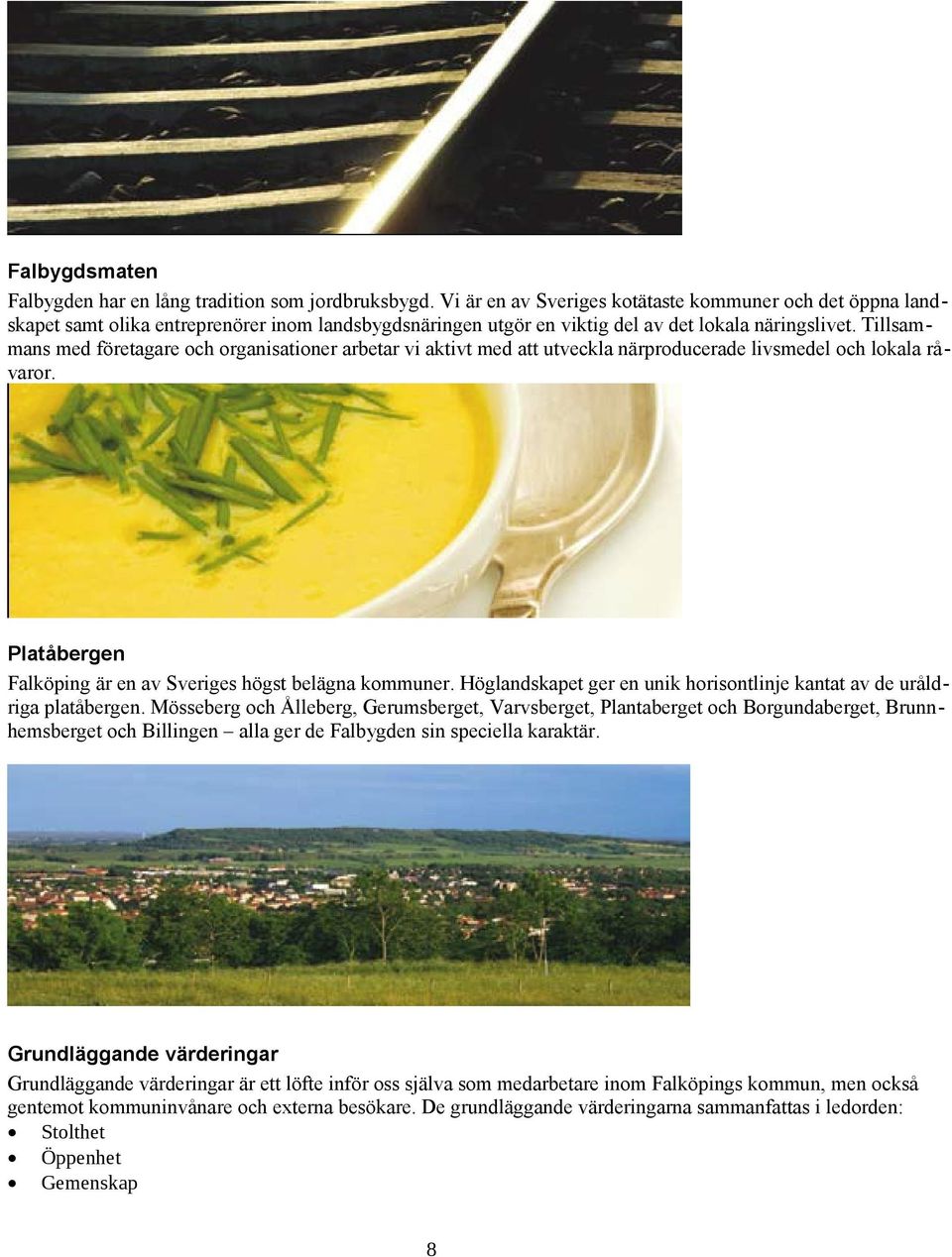 Tillsammans med företagare och organisationer arbetar vi aktivt med att utveckla närproducerade livsmedel och lokala råvaror. Platåbergen Falköping är en av Sveriges högst belägna kommuner.